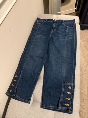 Calvin Klein Jeans Dark Blue Straight-Leg Jeans with Button Cuffs